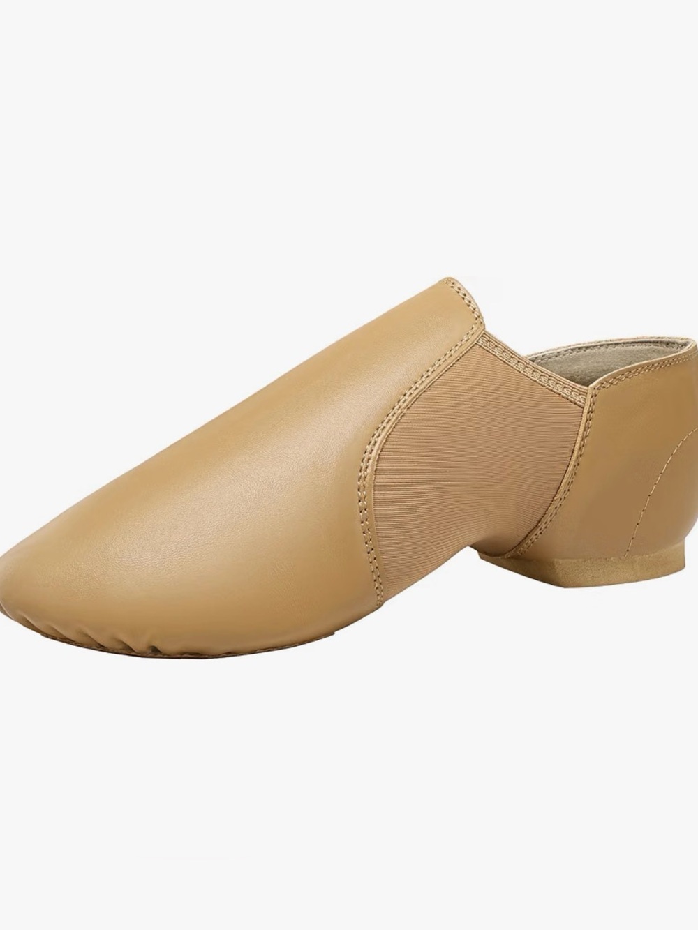 Dynadans Women's Leather Upper Slip-on Split Sole Jazz Shoe Beige Size 8.5